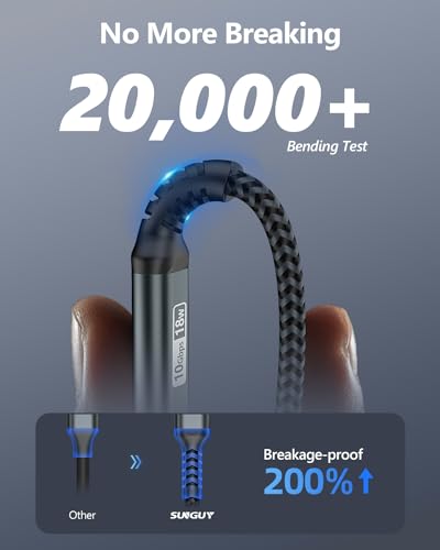 SUNGUY 10Gbps Android Auto USB Cable 1FT, 3A USB C 3.1 Gen2 Cable Data Transfer, USB C CarPlay Cable Fast Charging for iPhone 17/16/15 Series, Samsung Galaxy S25 S24 Ultra, Pixel - color: Grey, size: 1FT