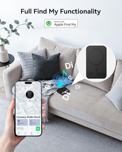 TWZKG for MagSafe Wallet, Works with Apple Find My,5 Card Holder with Stand - color: Findmy Carbon Fiber