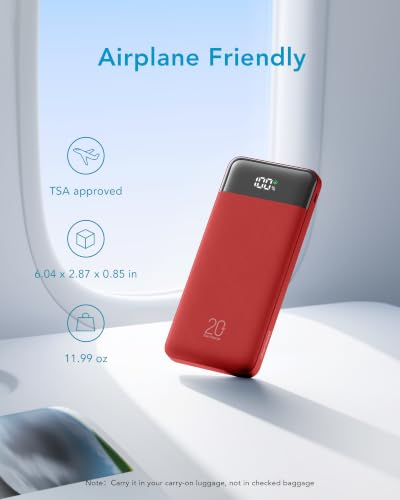 charmast Portable Charger Built-in Cables, 20000mAh Power Bank 6-Output - color: Flame Red