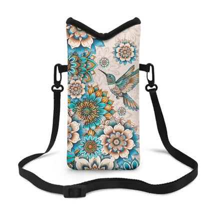 Women Men Small Crossbody Phone Bag Cellphone Wallet Purse Compatible with Most Smartphones Phone Carry Pouch for Travel, Outings, Beach, Hiking, 8 x 4 inch, Boho Flower Hummingbird - color: Boho Flower Hummingbird