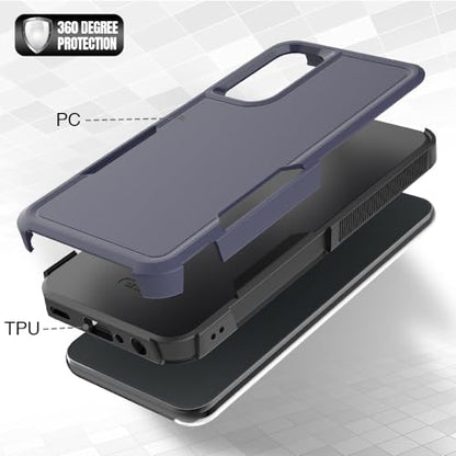 MDCN Samsung Galaxy A25 5G Case: Dual Layer Protective Heavy Duty Cell Phone Cover, Navy Blue & Black, Military Protection Bumper, Shockproof Rugged with HD Screen Protector, Anti-Slip - color: Navy Blue (PC) + Black (TPU)