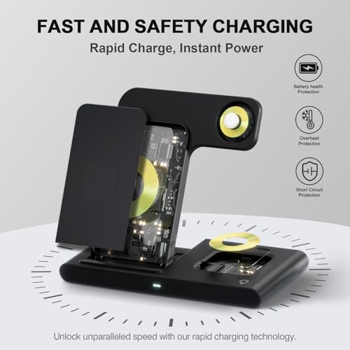 3-in-1 Wireless Charging Stand, Foldable Fast Charger for iPhone 17/16/15/14/13/12, for Apple Watch Ultra/SE/Series 11–2,for AirPods Pro 4/3/2, Desk & Travel & Nightstand & Office