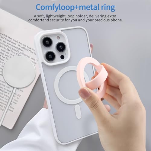 2 PCS Silicone Magnetic Phone Grip Holder,Loop Grip Phone Holder,Easy to Install and Remove,Compatible with Magsafe for iPhone 16/15/14/13/12 Series(Grey+Pink)