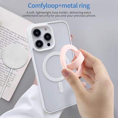 2 PCS Silicone Magnetic Phone Grip Holder,Loop Grip Phone Holder,Easy to Install and Remove,Compatible with Magsafe for iPhone 16/15/14/13/12 Series(Grey+Pink)