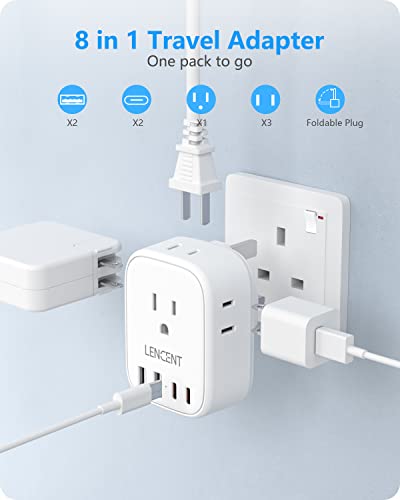 LENCENT US to UK Ireland Travel Plug Adapter, Grounded Type G Adapter - style: Type G-2Pack-UK Ireland