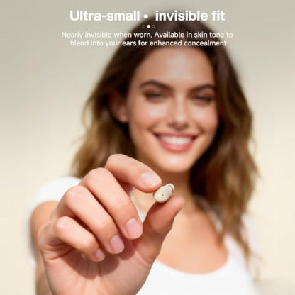 Small Invisible Mini Earbuds Wireless Bluetooth for Small Ear Canals - color: Nude
