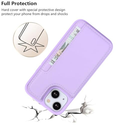iCoverCase Compatible with iPhone 13 Mini Case with Card Holder, Wallet Phone Case for Women Men RFID Blocking PU Leather Protective Case 5.4 Inch (Light Purple) - color: Light Purple