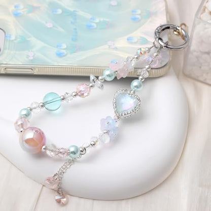 Beaded Phone Wrist Strap, Crystal Key chain Wristlet, Cute Purse Bag Charms - style: Style4