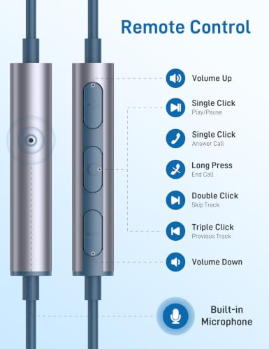 USB C Headphones for Apple/iPhone Duo 18 17 16 15 Wired Earbuds with Case - color: Lake Blue