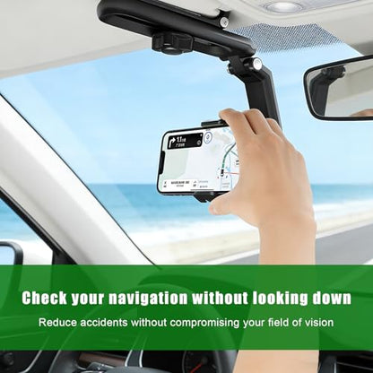 Sun Visor Phone Holder, 360° Rotatable Auto Visor Clip Foldable Smartphone Mount, Multifunctional Adjustable Rearview Clamp Compatible with Most cellphones, Car Accessories (Gray) - color: Gray