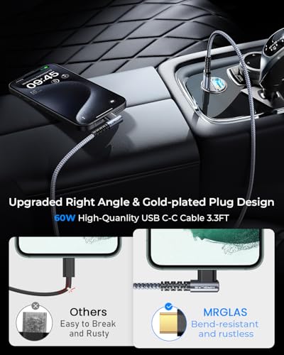 MRGLAS 125W Fast iPhone 18/17 Pro Max Car Charger with USB C Cable - color: Black, size: 125W