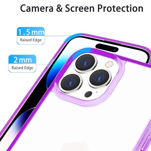 JJGoo Compatible with iPhone 14 Pro Max Case Clear, Non-Yellowing Shockproof Phone Case for 14 Pro Max, Slim Anti-Scratch Hard PC Back Protective Cover Bumper 2022 - color: Transparent Purple