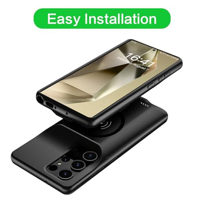 Wireless Charging Case for Galaxy S24 Ultra, Upgraded 12000mAh Rechargeable Portable Charging Case Compatible with Galaxy S24 Ultra (6.8 inch) with Carplay Extended Battery Pack Charger Case (Black) - size: Galaxy S24 Ultra-12000mAh