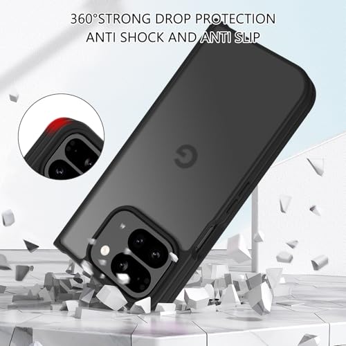 GUAGUA for Google Pixel 9 Pro Fold Case Translucent Matte Back Slim Anti-Scratch Shockproof Protective Phone Case for Google Pixel 9 Pro Fold 2 Case, Black