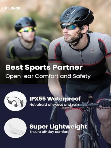 Bone Conduction Headphones, 2026 Upgrade Open-Ear Wireless Bluetooth Workout Headphones with Microphones, 8Hr Playtime, Waterproof Earphones for Sports, Running, Gym, Hiking, Cycling-Large
