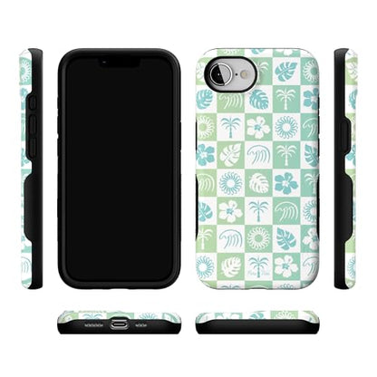 Casely iPhone 16e Case | Pura Vida | Coastal Checkers | Bold Protective Design | Compatible with MagSafe - color: Pura Vida | Coastal Checkers