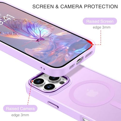 BENTOBEN Magnetic for iPhone 16 Pro Max Case,(Compatible with MagSafe) (Military Grade Drop Protection) Slim Translucent Matte Shockproof with Anti-Fingerprint Phone Case 6.9",Light Purple - color: Light Purple