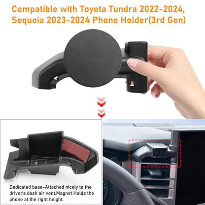 for Toyota Tundra Phone Holder 2022-2024 for Air Vent,Black - size: 22-23 Tundra Phone Holder