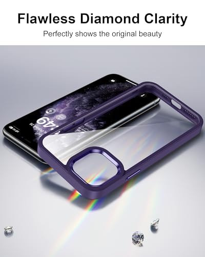 HOOMIL Case for iPhone 11 Pro 5.8-Inch, Non-Yellowing, Drop Protection, Anti-Scratch Transparent Hard Back Phone Cover - Purple - color: Dark Purple, size: iPhone 11 Pro