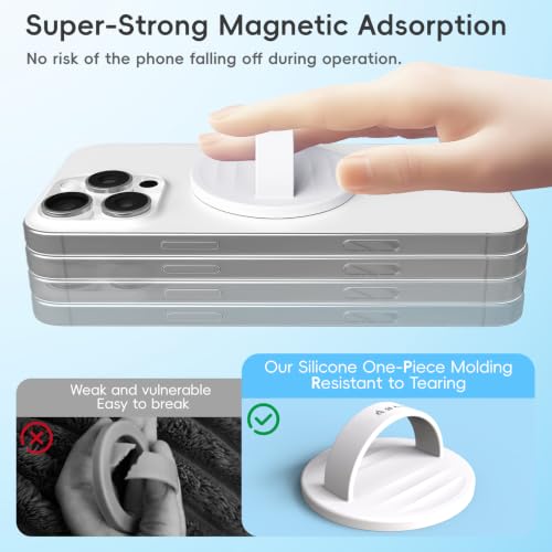 Anteel Magnetic Cellphone Grip Holder, Liquid Silicone Comfy and Portable, Removable Finger Loop Ring Holder for iPhone, Magnetic Loop for Magsafe Phone Case, Patent Pending (White) - color: White