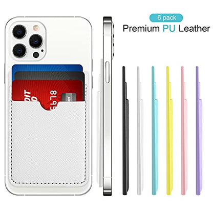 6 Pcs 6 Pcs Stick on Phone Card Holder Wallet, Solid, Elegant Color - color: Elegant Color