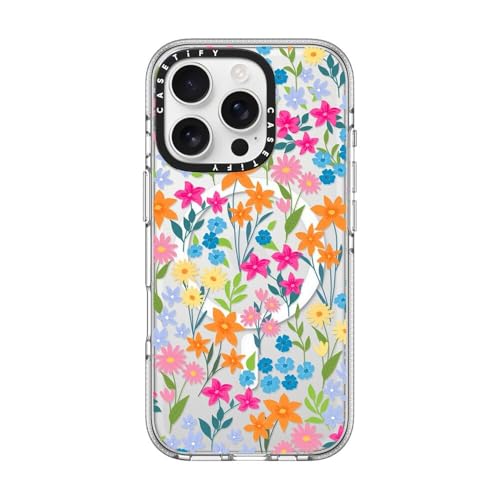 CASETiFY for iPhone 16 Pro Case - Impact Clear Compatible with MagSafe | Not Yellowing | 6.6 ft. 3x Military Grade Drop Protection | bright spring flowers - daisy floral pattern | Clear - color: bright spring flowers, size: Iphone 16 Pro (6.3")