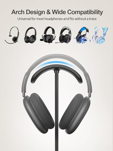 4 in 1 Headphone Stand, 15W Wireless Charger for Airpods/iPhone/iWatch - color: Dark Black