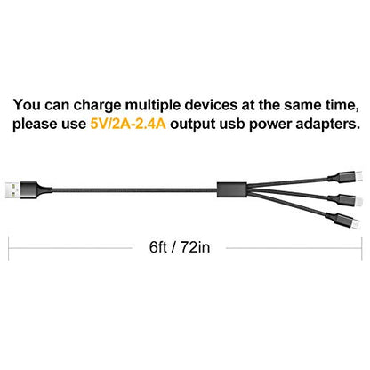 Puxnoin Multi Charging Cable, 6FT 2Pack Multi Charger Cable