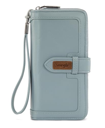 X Wrangler Women's Wallets Bifold Wristlet Wallets for Women Large Capacity Credit Card Wallet with ID Window - color: Jeans Blue
