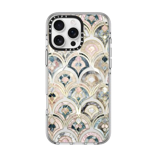 CASETiFY for iPhone 16 Pro Max Case - Impact Clear Compatible with MagSafe | Not Yellowing | 6.6 ft. 3x Military Grade Drop Protection | Art Deco Marble Tiles in Soft Pastel on transparent 2 | Clear - color: Art Deco Marble Tiles in Soft Pastel, size: Iph