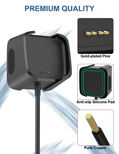 3.3Ft USB Charger Compatible with Fitbit Versa 2 Charger Dock Anti-Slip Replacement Smartwatch Charging Cable Stand(not for Fitbit Versa/Versa Lite)