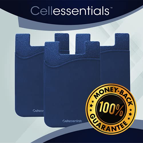 USA Merchant Redesigned Card Holder - Silicone Stick on Cell Phone Wallet with Pocket for Credit Card ID Business Card - iPhone Android & Smartphones (Navy) - color: Navy