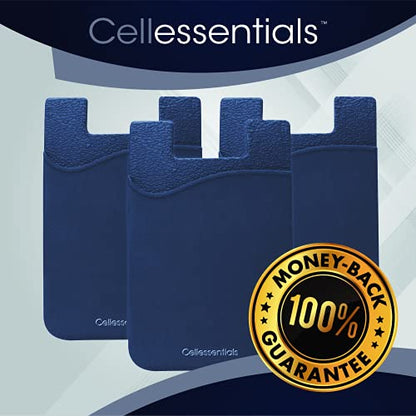 USA Merchant Redesigned Card Holder - Silicone Stick on Cell Phone Wallet with Pocket for Credit Card ID Business Card - iPhone Android & Smartphones (Navy) - color: Navy