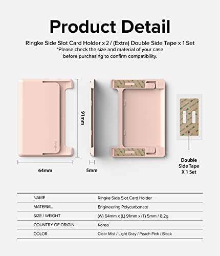 Ringke Side Slot Card Holder for Phone Case, Business Card Holder for Women, Men, ID Credit Card Holder Stick on, Phone Wallet Compatible with iPhone, Galaxy, and Pixel - Peach Pink (2 Pack) - color: Peach Pink (2 Pack)