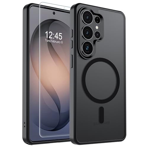 SUPFINE Magnetic for Samsung Galaxy S26 Ultra Case with Screen Protector, (Built-in Magnets) (Military Grade Drop Protection) Slim Translucent Shockproof Phone Case,Black - color: Black, size: S26 Ultra 6.9"
