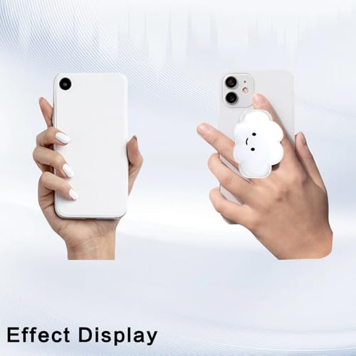 Phone Grip Cute 2D Cloud Shape Collapsible Expandable, Smartphone Tablet Cell Phone Grip Stand Holder (White) - color: White