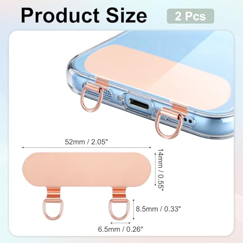 uxcell Double Ear Stainless Steel Clip Phone Lanyard Tab Ultra-Thin Phone - color: Rose Gold