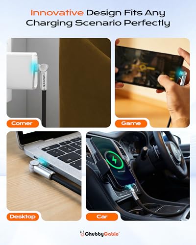 chubbycable RotateX 240W 180° Rotating USB C to USB C Cable, Black, 6.6ft - color: Black, size: 6.6ft (2m)