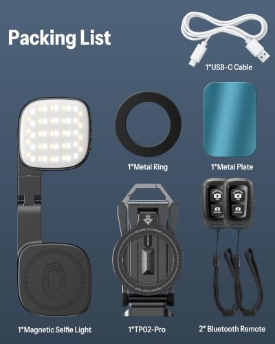 OMOTON TP02-Pro-CK Magnetic Phone Holder Kit with Fill Light & 2 Remotes - color: 8-1-Black CK