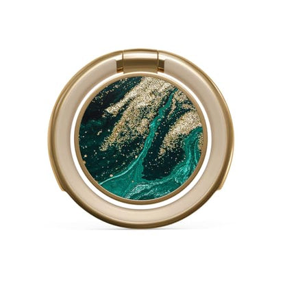 BURGA Cell Phone Ring, Holder Grip and Stand - Finger Phone Grip for Back of Smartphone Case, Kickstand 360 Rotation Ring - color: Emerald Pool, style: Gold