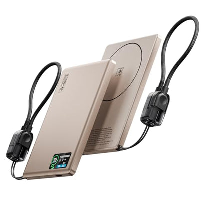 [2-Pack] Magnetic Portable Charger,0.3" Ultra Slim Mag-Safe Power Bank | 5000mAh Power Bank Travel Essential,USB-C 20W PD Fast Charging Battery Pack for iPhone 17/16/15/14,Apple Watch&AirPods - color: Desert Gold+Desert Gold