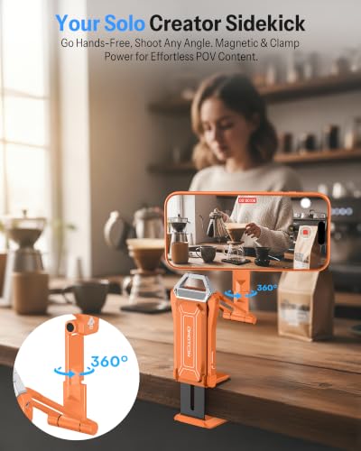 OMOTON TP02-Pro 5 in 1 Magnetic Phone Holder for Vlogging Essentials,Orange - color: 2-Orange