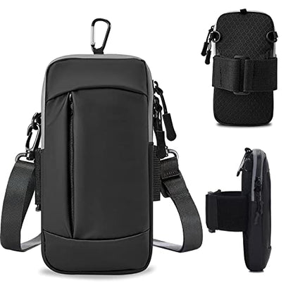 Phone Holder for Running Armband Cell Phone Purse Crossbody for Women Men Kids,iPhone 17 16 16e 15 14 13 12 11 Pro Max Xs Xr X Plus Air SE Mini Galaxy Ultra Edge S26 S25 S24 Note Bag Arm Band - color: 01-Black with Crossbody Strap&Hook