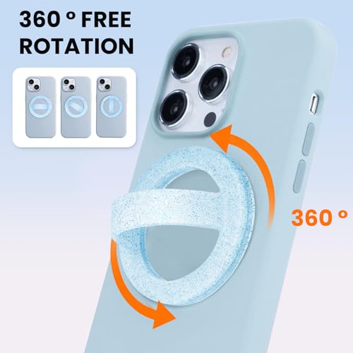 Magnetic Silicone Ring Grip Phone Holder, Magnetic Phone Grip，Phone Grip - color: Blue Sparkle