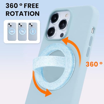 Magnetic Silicone Ring Grip Phone Holder, Magnetic Phone Grip，Phone Grip - color: Blue Sparkle