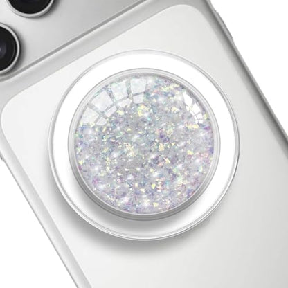 Transparent Magnetic Phone Grip Compatible with Magsafe，Collapsible Mobile Phones Stand Holder for Smartphone Tablet Cell Phone Accessory - Clear Crystal Blue Purple Fragment Glitter - color: Blue Purple Glitter