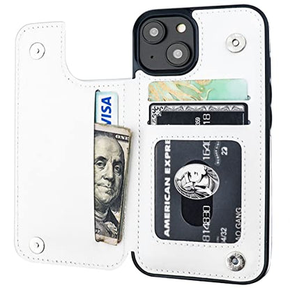 ONETOP for iPhone 14 Wallet Case with Credit Card Holder,White - color: White