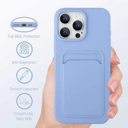 MZELQ Compatible with iPhone 16 Pro Max Case Card Holder -Purple | Wallet Cover,Camera Protection + Screen Protector Soft Card Slot Phone Case - color: Purple, size: iPhone 16 Pro Max