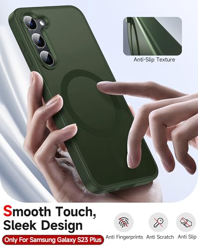 LeYi for S23+/S23 Plus Phone Case: MagSafe Fit & Matte Translucent Slim | Samsung S23 Plus Case Full Body Shockproof Sleek Soft-Touch Funda para S23+ S23Plus Unlocked para Girl Boy Android, Green - color: Green, size: Galaxy S23 Plus (6.6 Inch)