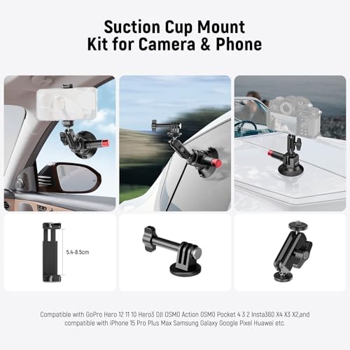 NEEWER 3" Suction Cup Camera Mount Bracket with Ball Head Magic Arm, CA104 - style: CA104
